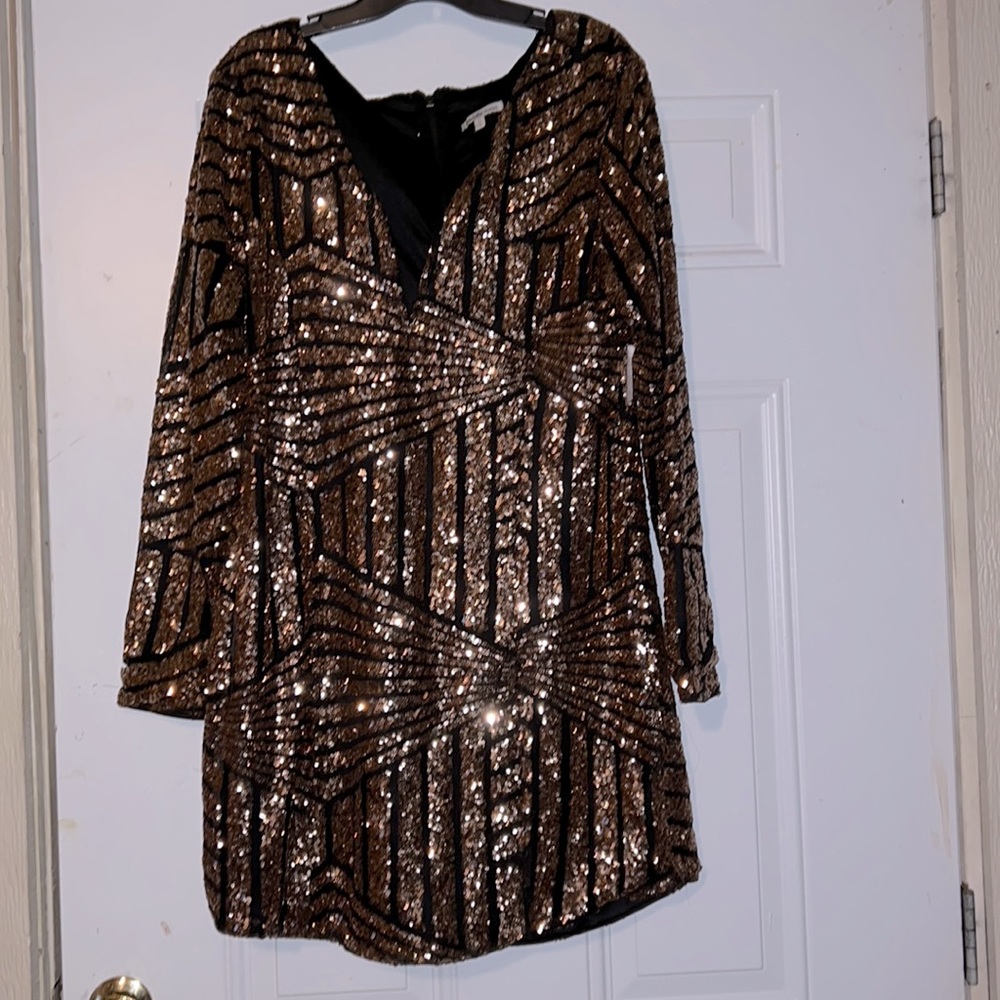 Gold and black sequins mini dress size XL